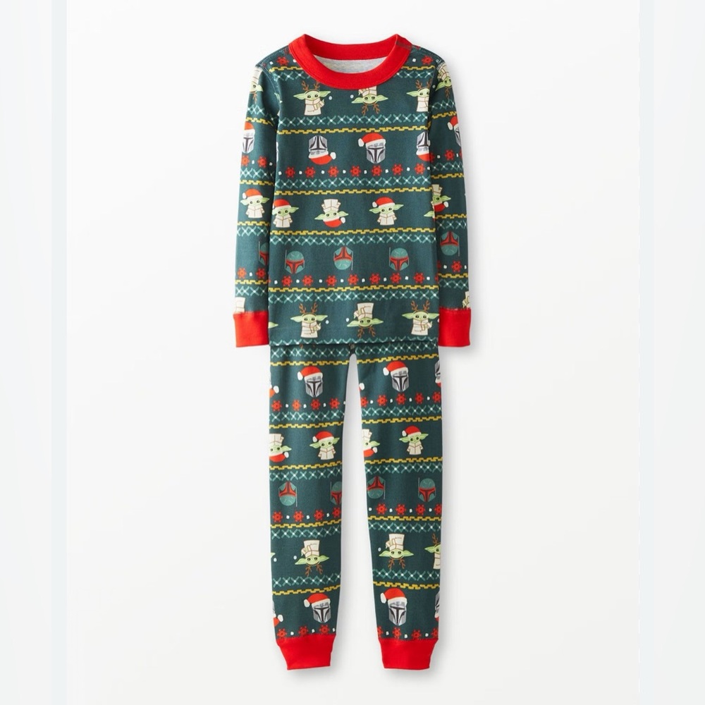 Hanna Andersson Star Wars Mandalorian Grogu Holiday Long John Pajama Set